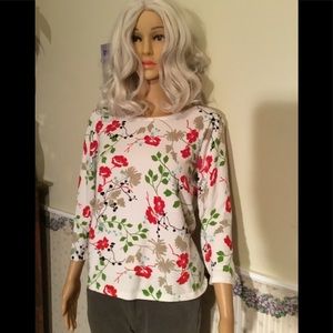 💼Talbots mercerized cotton stretch floral top Med